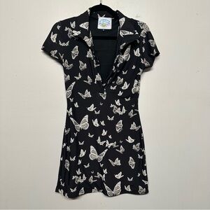 Omighty Butterfly V Neck Mini Dress Medium